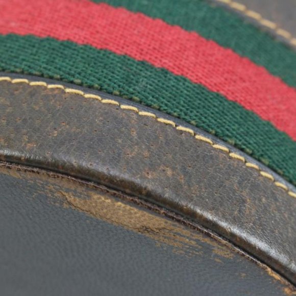 Gucci Ultra Rare Brown Leather Web Round Box Case Jar Boite 71g411s - Picture 12 of 12